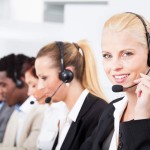 Beautiful Young Woman Talking On Headset