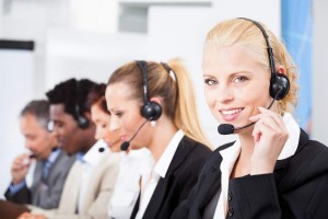 Beautiful Young Woman Talking On Headset