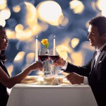 Romantic Couple Toasting Red Wine