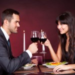 Couple at romantic dinner in restaurant