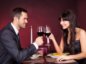 Couple at romantic dinner in restaurant